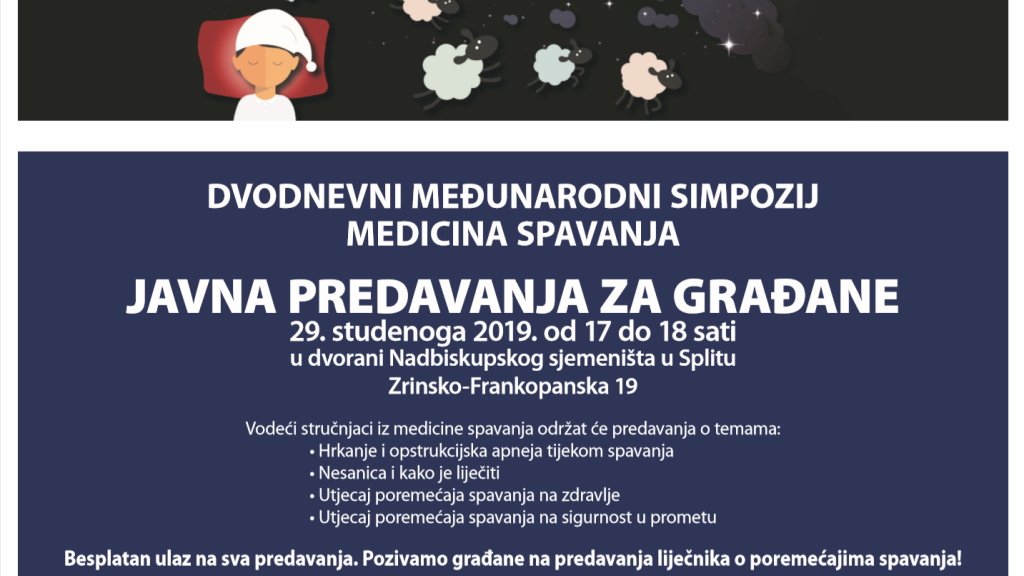 Međunarodni simpozij Medicina spavanja - Javna predavanja za građane 29. 11. 2019.